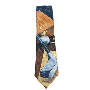 Vintage 1993 Ralph Marlin Golf Themed Mens Neck Tie Novelty Graphics